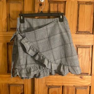 Wrap plaid skirt